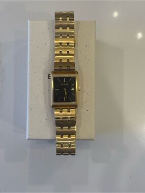 Breda Gold-Tone Women's Bracelet Watch with Black Dial